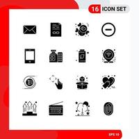 16 Universal Solid Glyphs Set for Web and Mobile Applications ipad ui document minus valentine Editable Vector Design Elements
