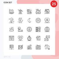 25 Universal Lines Set for Web and Mobile Applications badge communication gift chat meeting Editable Vector Design Elements