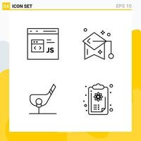 Collection of 4 Universal Line Icons Icon Set for Web and Mobile vector