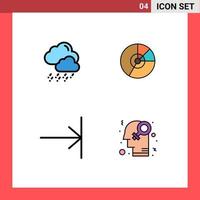 Group of 4 Modern Filledline Flat Colors Set for snow statistics pie diagram end Editable Vector Design Elements