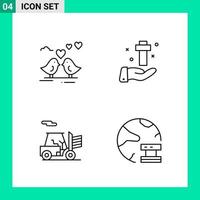 Pack of 4 Line Style Icon Set Outline Symbols for print Creative Signs Isolated on White Background 4 Icon Set vector