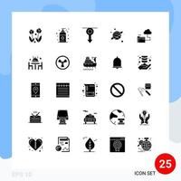 User Interface Pack of 25 Basic Solid Glyphs of folder space boy planet men Editable Vector Design Elements