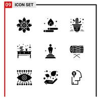 9 General Icons for website design print and mobile apps 9 Glyph Symbols Signs Isolated on White Background 9 Icon Pack vector