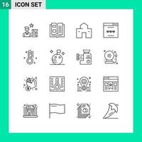 Editable Vector Line Pack of 16 Simple Outlines of hot seo building online shack Editable Vector Design Elements