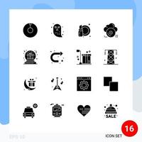 16 Thematic Vector Solid Glyphs and Editable Symbols of christmas present cosmetics store archive Editable Vector Design Elements