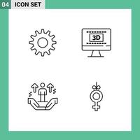 Universal Icon Symbols Group of 4 Modern Filledline Flat Colors of cog man cinema online arrow Editable Vector Design Elements