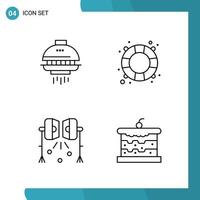 Vector Pack of 4 Outline Symbols Line Style Icon Set on White Background for Web and Mobile