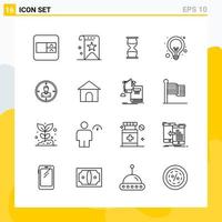 Collection of 16 Universal Line Icons Icon Set for Web and Mobile vector