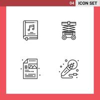 Modern Set of 4 Filledline Flat Colors and symbols such as album creative music forklift file Editable Vector Design Elements