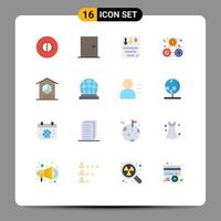 16 User Interface Flat Color Pack of modern Signs and Symbols of delivery time data money report Editable Pack of Creative Vector Design Elements