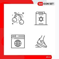 Creative Set of 4 Universal Outline Icons isolated on White Background vector