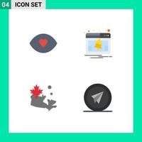 Set of 4 Vector Flat Icons on Grid for eye canada vision notice airplane Editable Vector Design Elements