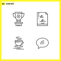 4 Icon Set Simple Line Symbols Outline Sign on White Background for Website Design Mobile Applications and Print Media vector