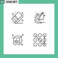 Universal Icon Symbols Group of 4 Modern Filledline Flat Colors of eraser box paint marketing lock Editable Vector Design Elements