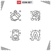 paquete de iconos vectoriales de stock de 4 signos y símbolos de línea para el acuerdo teléfono casa corazón clima elementos de diseño vectorial editables vector