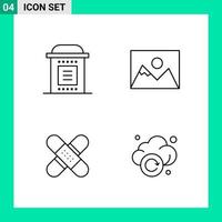paquete de 4 iconos de estilo de línea establece símbolos de esquema para imprimir signos creativos aislados en fondo blanco 4 conjunto de iconos vector
