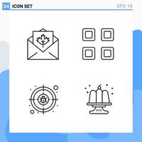 Modern 4 Line style icons Outline Symbols for general use Creative Line Icon Sign Isolated on White Background 4 Icons Pack vector