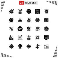 conjunto moderno de 25 pictogramas de glifos sólidos de elementos de diseño de vector editables de compras de jardín de partido de planta de bola