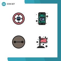 User Interface Pack of 4 Basic Filledline Flat Colors of business ancient head mobile symbols Editable Vector Design Elements