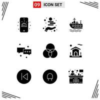 9 Icons Solid Style Grid Based Creative Glyph Symbols for Website Design Simple Solid Icon Signs Isolated on White Background 9 Icon Set vector