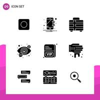 Glyph Icon set Pack of 9 Solid Icons isolated on White Background for responsive Website Design Print and Mobile Applications vector