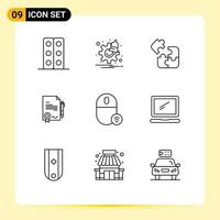 User Interface Pack of 9 Basic Outlines of devices deal jigsaw done agrement Editable Vector Design Elements