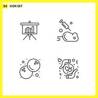 4 Icon Set Simple Line Symbols Outline Sign on White Background for Website Design Mobile Applications and Print Media vector