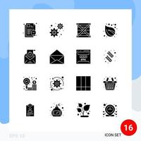 16 Universal Solid Glyphs Set for Web and Mobile Applications mail tree coding nature camp Editable Vector Design Elements