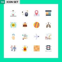 Group of 16 Flat Colors Signs and Symbols for website site hardware layout pad lock Editable Pack of Creative Vector Design Elements
