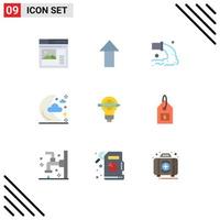 Set of 9 Modern UI Icons Symbols Signs for success night pipe moon waste Editable Vector Design Elements