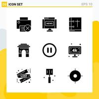 Collection of 9 Universal Solid Icons Icon Set for Web and Mobile vector