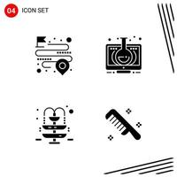 Collection of 4 Vector Icons in solid style Pixle Perfect Glyph Symbols for Web and Mobile Solid Icon Signs on White Background 4 Icons