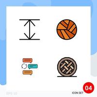 4 Thematic Vector Filledline Flat Colors and Editable Symbols of arrows auto sport chatting baking Editable Vector Design Elements