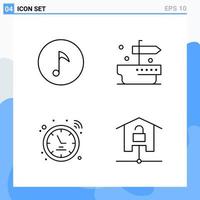 Modern 4 Line style icons Outline Symbols for general use Creative Line Icon Sign Isolated on White Background 4 Icons Pack vector