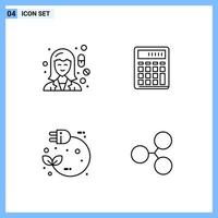 4 Icons Line style Creative Outline Symbols Black Line Icon Sign Isolated on White Background vector