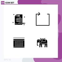 4 Creative Icons Modern Signs and Symbols of analytics date chart repeat elephent Editable Vector Design Elements