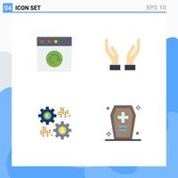 Set of 4 Vector Flat Icons on Grid for app rate care interest casket Editable Vector Design Elements