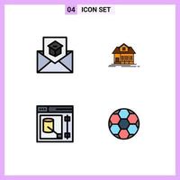 Universal Icon Symbols Group of 4 Modern Filledline Flat Colors of communication design invite house tool Editable Vector Design Elements