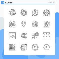 Modern 16 Line style icons Outline Symbols for general use Creative Line Icon Sign Isolated on White Background 16 Icons Pack vector