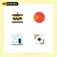 conjunto moderno de 4 iconos y símbolos planos, como panadería, alcohol, alimentos, financiación, fiesta, elementos de diseño vectorial editables vector