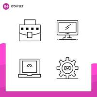 Outline Icon set Pack of 4 Line Icons isolated on White Background for responsive Website Design Print and Mobile Applications vector