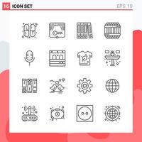 colección de 16 iconos vectoriales en estilo de línea símbolos de esquema modernos para web y signo de icono de línea móvil aislado en fondo blanco 16 iconos vector