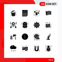 Pictogram Set of 16 Simple Solid Glyphs of configuration call paper check office phone Editable Vector Design Elements