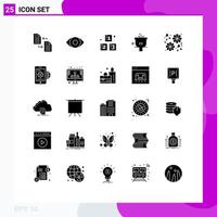 25 User Interface Solid Glyph Pack of modern Signs and Symbols of flower shower abc cleaning basin Editable Vector Design Elements