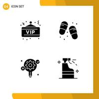 Modern Set of 4 Solid Glyphs and symbols such as vip gear party footwear process Editable Vector Design Elements