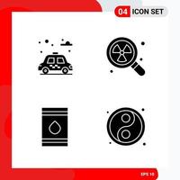 Creative Set of 4 Universal Glyph Icons isolated on White Background vector