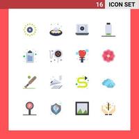 Set of 16 Modern UI Icons Symbols Signs for checklist multimedia islamic battery video play Editable Pack of Creative Vector Design Elements