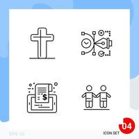 Modern Pack of 4 Icons Line Outline Symbols isolated on White Backgound for Website designing vector