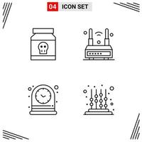 4 Icons Line Style Grid Based Creative Outline Symbols for Website Design Simple Line Icon Signs Isolated on White Background 4 Icon Set vector