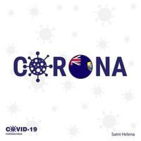 santa helena coronavirus tipografía covid19 bandera del país quédate en casa mantente saludable cuida tu propia salud vector